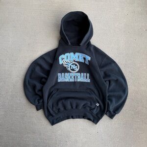 Vintage Russell Athletic Comet Basketball Hoodie Sweatshirt Black Blue Sz M/L?